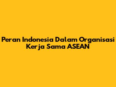 Peran Indonesia Dalam Organisasi Kerja Sama ASEAN