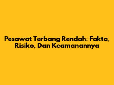 Pesawat Terbang Rendah: Fakta, Risiko, Dan Keamanannya