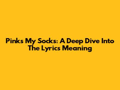 Pink's "My Socks": A Deep Dive Into The Lyrics Meaning