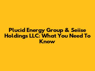 Plucid Energy Group & Seiise Holdings LLC: What You Need To Know