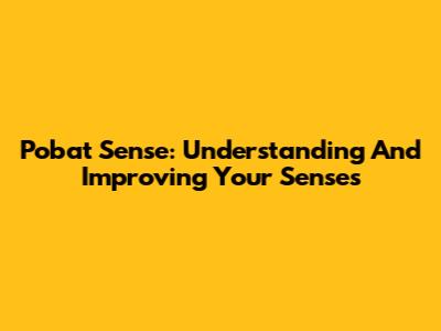 Pobat Sense: Understanding And Improving Your Senses
