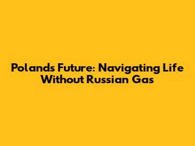 Poland's Future: Navigating Life Without Russian Gas