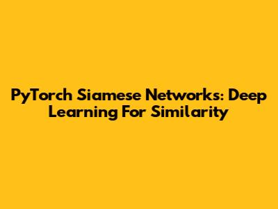 PyTorch Siamese Networks: Deep Learning For Similarity