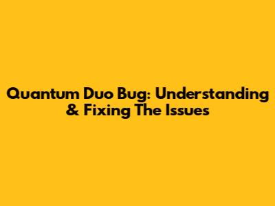 Quantum Duo Bug: Understanding & Fixing The Issues