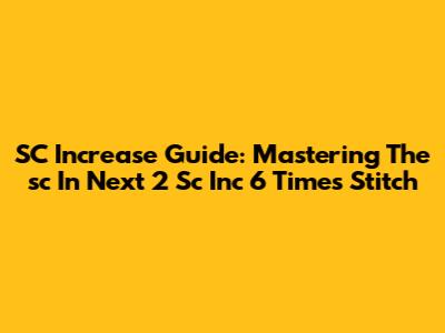 SC Increase Guide: Mastering The 'sc In Next 2 Sc Inc 6 Times' Stitch