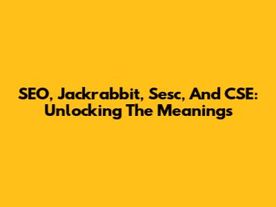 SEO, Jackrabbit, Sesc, And CSE: Unlocking The Meanings