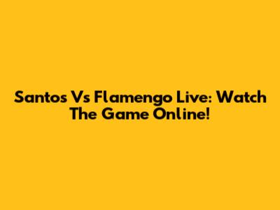 Santos Vs Flamengo Live: Watch The Game Online!
