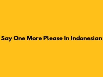 Say "One More Please" In Indonesian