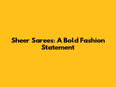 Sheer Sarees: A Bold Fashion Statement