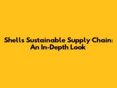 Shell's Sustainable Supply Chain: An In-Depth Look