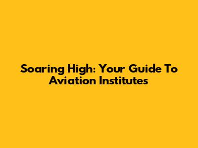 Soaring High: Your Guide To Aviation Institutes