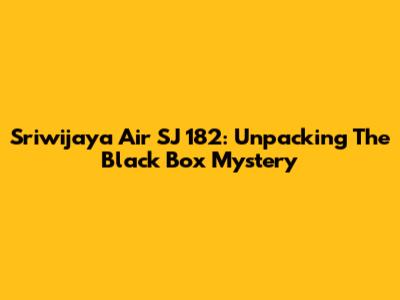 Sriwijaya Air SJ 182: Unpacking The Black Box Mystery
