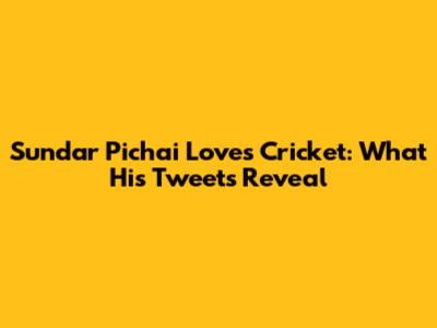 Sundar Pichai Loves Cricket: What His Tweets Reveal