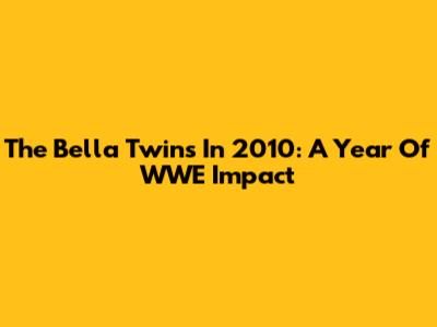 The Bella Twins In 2010: A Year Of WWE Impact