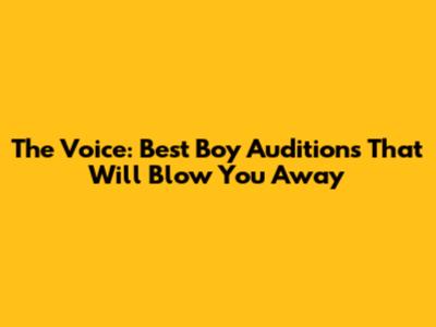 The Voice: Best Boy Auditions That Will Blow You Away