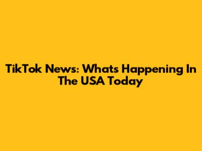 TikTok News: What's Happening In The USA Today