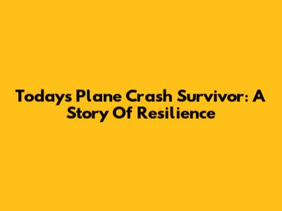 Today's Plane Crash Survivor: A Story Of Resilience