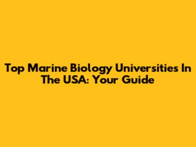 Top Marine Biology Universities In The USA: Your Guide