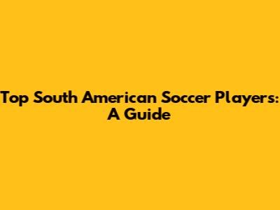 Top South American Soccer Players: A Guide