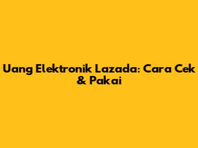 Uang Elektronik Lazada: Cara Cek & Pakai