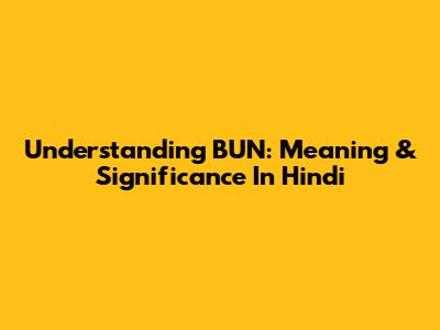 Understanding BUN: Meaning & Significance In Hindi