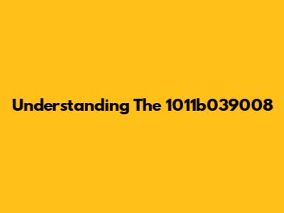 Understanding The 1011b039008