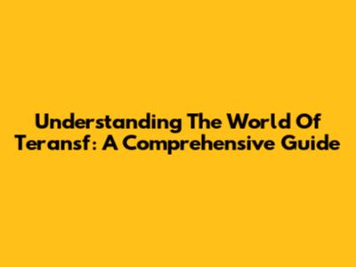 Understanding The World Of Teransf: A Comprehensive Guide