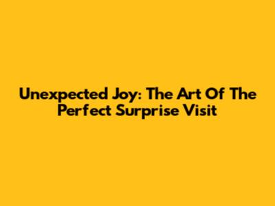 Unexpected Joy: The Art Of The Perfect Surprise Visit