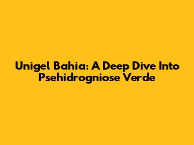 Unigel Bahia: A Deep Dive Into Psehidrogniose Verde