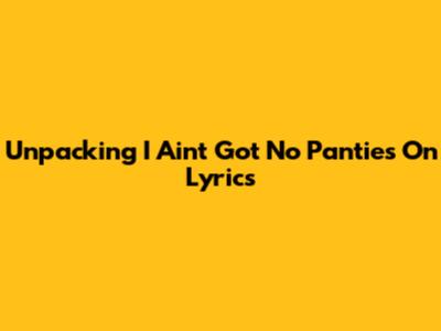 Unpacking "I Ain't Got No Panties On" Lyrics