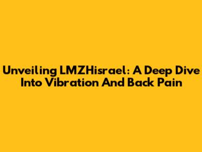 Unveiling LMZHisrael: A Deep Dive Into Vibration And Back Pain