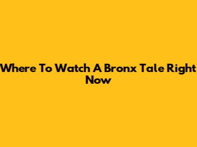 Where To Watch 'A Bronx Tale' Right Now