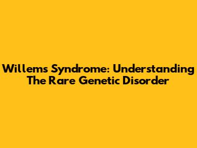Willem's Syndrome: Understanding The Rare Genetic Disorder
