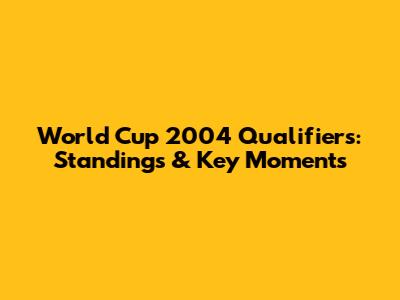 World Cup 2004 Qualifiers: Standings & Key Moments