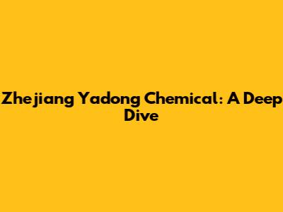 Zhejiang Yadong Chemical: A Deep Dive
