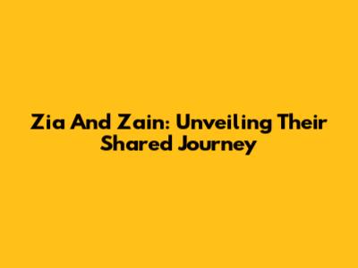 Zia And Zain: Unveiling Their Shared Journey