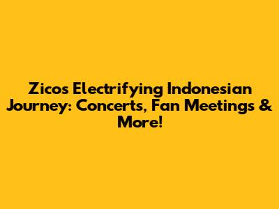 Zico's Electrifying Indonesian Journey: Concerts, Fan Meetings & More!